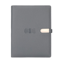 Coffret cadeau A5 carnet de notes avec batterie externe de 8000 mAh pochette de rangement dans la couverture stylo à encre gel noir cadeaux fantaisie 5W chargeur sans fil U disk