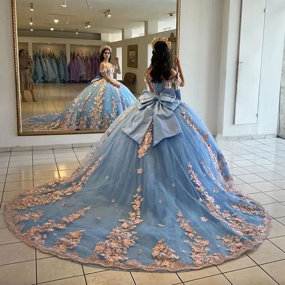 blue dress for baby girl Fairy Sky Blue Ombre Ball Gown Quinceañera Dress