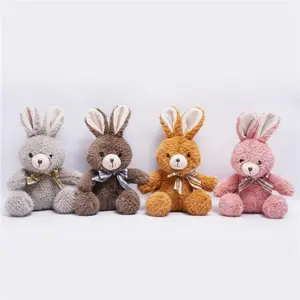 Portachiavi coniglietto di fabbrica personalizzato con fiocco formato tessuto di colore può essere personalizzato portachiavi farcito giocattolo