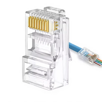 Conector RJ45 8P8C UTP, Cable de Red Sin Blindaje Cat5e Cat6, Cabeza de Cristal con Chapado en Oro