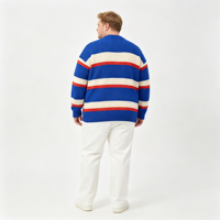 Chemises pour hommes sur mesure de haute qualité, respirantes, en viscose, pour l'automne et l'hiver, tricotées, anti-rides, pull à col rond rayé