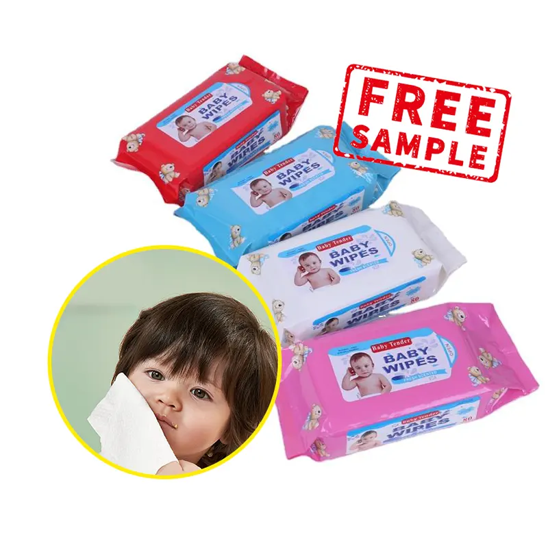 أعلى مبيعًا منتجات مرطبات تنظيف الوجه مناديل للأطفال خالية من العطر 80 قيراط للبشرة الحساسة بغطاء