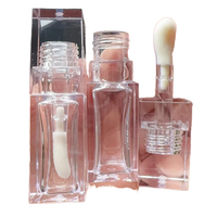 Tubes de gloss à lèvres carrés transparents à faible MOQ, étiquette privée, tubes d'huile à lèvres à gros pinceau, flacons de gloss à lèvres vides en plastique pour cosmétiques