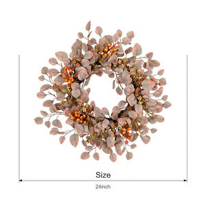 Couronne artificielle ronde de 24 pouces pour la décoration murale de porte, idéale pour les fêtes et le festival de la récolte d'automne - Product Image 1