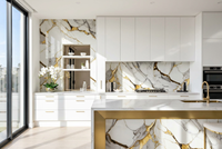 Panneau mural SPC personnalisable, feuille de marbre PVC haute brillance, panneau UV pour la conception d'architecture moderne