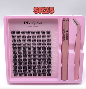 Kit d'extension de cils professionnel Aesphylash en faux vison épais à longueurs mixtes, semi-fait main, pour DIY, avec logo personnalisé, coton noir - Product Image 1