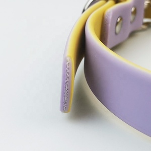 2023 Bicolor PVC Hunde halsband Luxus Neues Design Wasserdichter und langlebiger Haustier hals riemen Personal isierte direkte Werks versorgung - Product Image 4