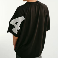 T-shirt de sport ample à col en V pour homme, en jersey respirant à manches courtes, personnalisable avec logo, vente en gros