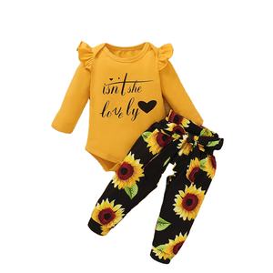 Combinaison pour bébé, vêtements d'école pour bébé, combinaisons en coton pour filles avec pantalon à motif tournesol de Chine - Product Image 1
