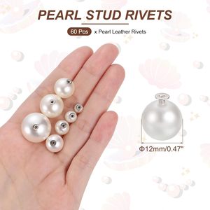 หมุดตกแต่งหนัง PATIKIL Mm Pearl Rivet Studs แบบมุก สำหรับงานหนัง ตกแต่ง ซ่อมแซม DIY เสื้อผ้า - Product Image 2