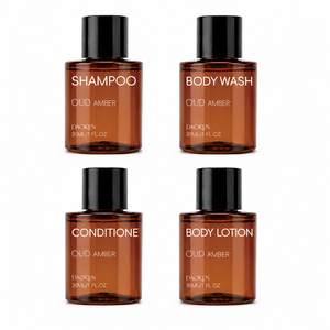 Mini Kit de Voyage 30ml pour Hôtels : Shampoing et Après-Shampoing Marque Blanche, Parfum Oud Ambre, Écologique, OEM ODM - Product Image 2