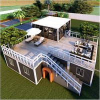 Casa Modular Prefabricada de Dos Pisos con Gran Terraza en el Techo para Complejos Turísticos