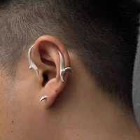 Manchette d'oreille unisexe série Extinction Y2K Cyberpunk Wings, design elfe haut de gamme électroplaqué sans perçage