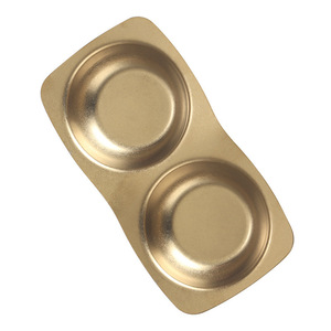 Stainless Steel Condiment Dish Two Compartment Irregular Shape For <b>Barbecue</b> Restaurants Party Use Solid Color Dipping Sauce Tray - Product Image 1