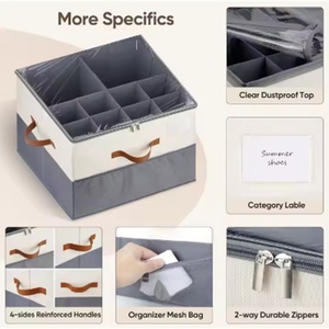 <b>Space</b> Saving Adjustable <b>Shoe</b> Storage Box <b>Shoe</b> Organizer Closet Storage Solution With Clear Cover - Product Image 2