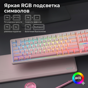 Nouveau <span class=keywords><strong>clavier</strong></span> <span class=keywords><strong>mécanique</strong></span> à membrane RGB avec disposition russe, 108 touches, lettres cyrilliques imprimées latéralement, rétroéclairé, double injection, filaire USB - Product Image 3