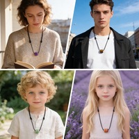 Collier pendentif en pierre naturelle, forme colonne carrée, avec breloque en cristal poli pour la guérison énergétique, cadeau de bijoux