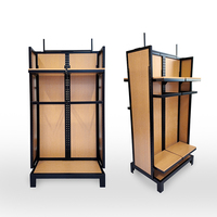 Présentoirs de vêtements autoportants modernes double face en métal et bois thermolaqué, faciles à assembler pour les magasins de détail
