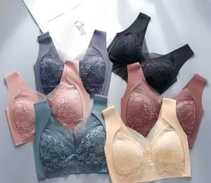 Bellissimo <span class=keywords><strong>reggiseno</strong></span> posteriore da donna Plus Size esplosivo in <span class=keywords><strong>pizzo</strong></span> senza <span class=keywords><strong>reggiseno</strong></span> traspirante sottile in seta di ghiaccio con cinturino regolabile filo Push-Up senza fili - Product Image 2