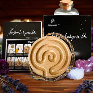 Nouveau <span class=keywords><strong>plateau</strong></span> de méditation en bois de hêtre, <span class=keywords><strong>labyrinthe</strong></span> respiratoire rond, pour la relaxation et la réduction du stress - Product Image 2