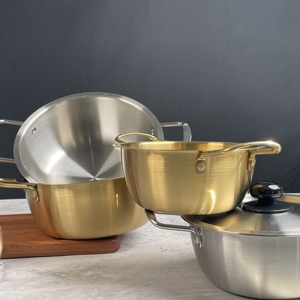 Nồi mì Hàn Quốc dùng cho thương mại & gia đình, chất liệu thép không gỉ 304, đa năng, có hai quai cầm và nắp đậy - Product Image 5