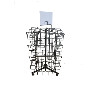 Wholesale <strong>Customized</strong> <strong>Countertop</strong> 360 Degree Rotating Greeting Card <strong>Display</strong> Rack 32 Wire Pockets Metal Stand - Product Image 3
