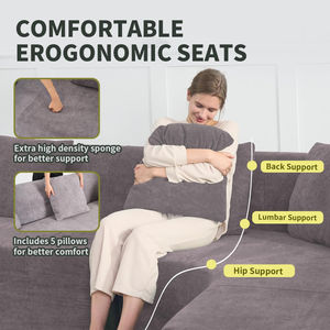 2026 Trending Roll-Up Left Chaise <b>Sofa</b> <b>Sponge</b>-Filled Fabric Apartment & Mall Use Easy Handling & Delivery - Product Image 6