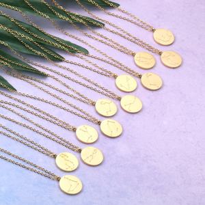 Collier Horoscope en Zircon Plaqué Or 18K en Gros Personnalisé, Bijoux en Acier Inoxydable, Collier Zodiaque 12 Signes pour Femmes - Product Image 4
