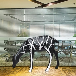 Stile nordico doppio cervo ornamenti cartone animato animale BMB sfaccettatura geometria in fibra rinforzata resina di vetro artigianato per lo Shopping natalizio - Product Image 3