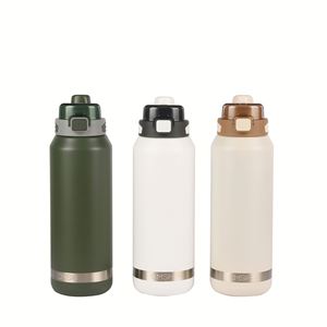 Vaso Aislado al Vacío de Doble Pared de Acero Inoxidable con Acabado Mate de 1000 ml, con Tapa Deportiva a Prueba de Fugas, Libre de BPA - Product Image 1