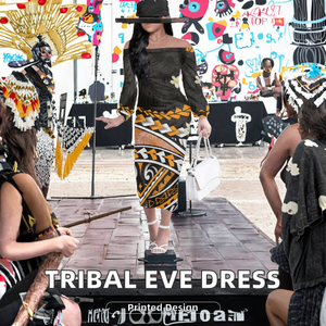 Robe de soirée personnalisée pour femmes avec symbole de <span class=keywords><strong>tatouage</strong></span> samoan vert fluorescent épaules dénudées et manches longues longueur maxi - Product Image 2