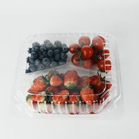 Conteneur alimentaire transparent jetable à couvercle rabattable et réutilisable en BOPS, épaisseur personnalisable pour sushis, pizzas, fruits secs, noix, en-cas