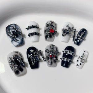 หมุดย้ำสไตล์การ์ตูนสไปเดอร์บีเล็บสไตล์พังค์ย่อยวัฒนธรรมชุดเกราะมือที่ถอดออกซ้ำๆเล็บนิ้วมือเทียม - Product Image 6