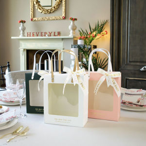 Bolsa de Papel de Regalo con Logotipo Personalizado, Embalaje con Ventana Transparente de PVC para Flores, Muñecas, Juguetes, Regalos de Navidad y Agradecimiento - Product Image 3