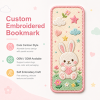 Marque-pages en tissu brodés personnalisés de haute qualité en gros, avec logo personnalisé, dessin animé mignon, OEM ODM, forme sur mesure, réutilisables, directement de l'usine