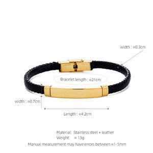 Pulsera y brazalete de moda para hombre de acero inoxidable 316L antideslustre, chapado en oro de 14K y 18K, espacios en blanco grabables para pulseras de hombre - Product Image 6