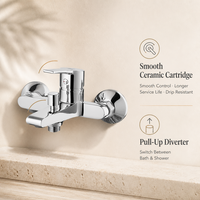Mitigeur de baignoire mural en laiton, monocommande eau chaude et froide, avec inverseur pour douche et baignoire