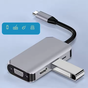 Hub Usb Portable de haute qualité 4 en 1 TYPE-C vers VGA + <span class=keywords><strong>HDMI</strong></span> + USB3.0 + PD HUB Station d'accueil pour ordinateur portable Phnoe - Product Image 3