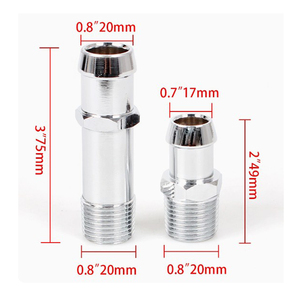 Kit de connecteurs de tuyau de chauffage nickelés, 2 pièces, <span class=keywords><strong>3</strong></span>/<span class=keywords><strong>4</strong></span> "et 5/<span class=keywords><strong>8</strong></span>" pour GM Chevrolet Silverado Tahoe Suburban, remplace l'OEM # 9514 # 9515 - Product Image 2