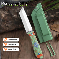 Couteaux plats tranchants en acier inoxydable 3CR14 pour l'extérieur, la viande mongole, la coupe de fruits et la maison