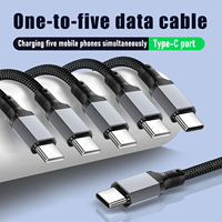 Câble de charge tressé en nylon 3-en-1 de 0,5 m, 100 W PD 5 A, charge rapide pour connecteur, conducteur en cuivre pur pour téléphones iPhone et Android