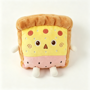 Peluche personnalisée brodée avec des couches de fromage aux poivronni, pain grillé carré en peluche avec des couches de jambon et de fromage - Product Image 2