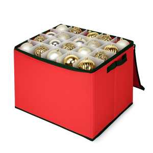 <b>Christmas</b> Bauble Storage <b>Box</b> 43x35x35 Cm With Zipper And Handles Modular Compartments For Up To 80 Ornaments - Product Image 1