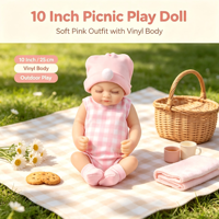 Poupée Bébé Reborn en Silicone de 10 Pouces avec Vêtements à Carreaux Roses, Corps en Vinyle Souple, Jouet de Simulation pour Enfants, Cadeau