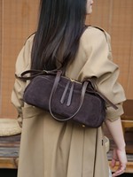 Style Vintage en cuir véritable Bowling sous les bras sacs à bandoulière femmes pochette de luxe sac à main à la mode sacs latéraux avec deux poignées
