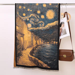 Bufanda <span class=keywords><strong>de</strong></span> Viscosa Gruesa con Estampado Digital <span class=keywords><strong>de</strong></span> la Serie <span class=keywords><strong>de</strong></span> Pintura al Óleo para Mujer 2025, Transpirable, <span class=keywords><strong>de</strong></span> Moda Otoño-Invierno, Regalo - Product Image 1