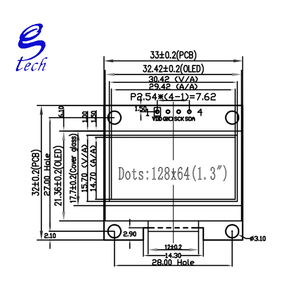 Écran OLED à cristaux liquides de 1,29 pouce SSD1315 29,42x14,7 mm Module d'affichage 128x64 Monochrome 4 broches IIC - Product Image 3