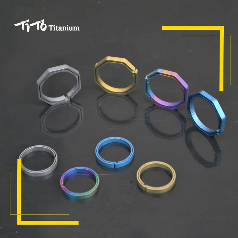 TITO Titanium Alloy EDC Key Chain outdoor portable octangle titanium carabiner keychain Keyring Buckle Key Ring