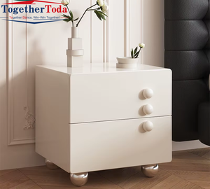 Table de chevet en bois massif de style nordique blanc, design simple et moderne, prix de gros abordable, mobilier de maison de luxe - Product Image 1