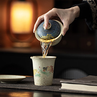 Gaiwan en porcelaine céramique chinoise Sancai, motif poisson rouge imprimé sous glaçure, bol à thé Kung Fu, cadeau pour la maison